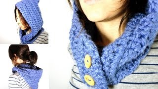 How to Crochet a Hooded Cowl DIY Tutorial [upl. by Fonzie]