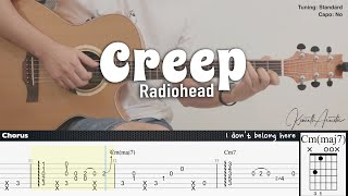 Creep  Radiohead  Fingerstyle Guitar  TAB  Chords  Lyrics [upl. by Ekralc]