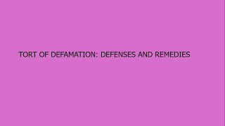 Defamation Defenses and Remedies [upl. by Yniattirb]