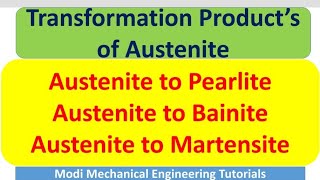 Transformation products of austenite Austenite to Pearlite Bainite and Martensitematerialscience [upl. by Polad]