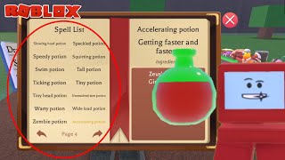 ALL 74 SPELLS  POTIONS With all Ingredients  Roblox Wacky Wizard [upl. by Melisandra]