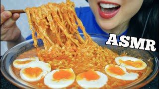 ASMR SPICY CHEESY NOODLES  SOFT BOIL EGGS RELAXING EATING SOUNDS NO TALKING  SASASMR [upl. by Lanita]