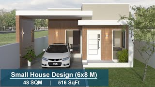 Small House Design 6x8 Meters Car parking 2 bedroom [upl. by Arracot]