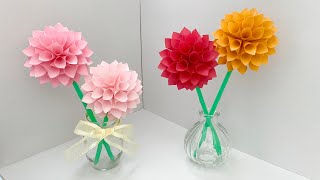 【コピー用紙】ダリア／【Paper Flower】Dahlia Tutorial [upl. by Peck620]