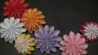 （折り紙・コピー用紙）ダリアの花の折り方【DIY】Origami  copy paper How to fold dahlia flowers [upl. by Geordie]