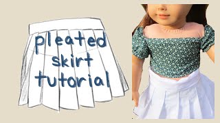 Pleated skirt  American girl tutorial [upl. by Jobe]