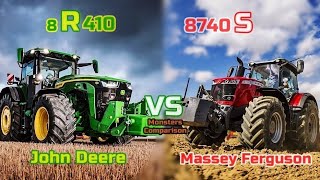 John Deere 8R 410 VS Massey Ferguson 8740S  Monster Comparison Largest 8R VS Largest Ferguson [upl. by Rinaldo]