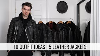 10 Outfit Ideas with 5 Classic Leather Jackets  Mens Fashion [upl. by Iey]