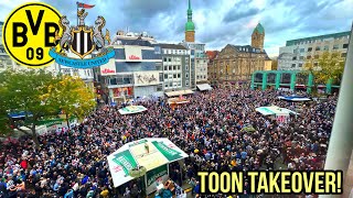 20000 NEWCASTLE FANS TAKEOVER DORTMUND ALTER MARKT [upl. by Etnaik]