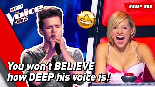 The most STUNNING DEEP voices in The Voice Kids  Top 10 [upl. by Yuh]