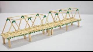 Matchstick Crafts Idea  How to Make Match Sticks Bridge Miniature Model [upl. by Bonner]