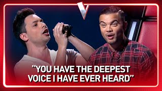 This guys INSANE DEEP voice SHOCKS The Voice coaches  Journey 120 [upl. by Ybreh]