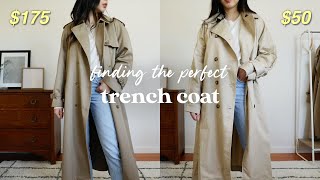 Finding my PERFECT trench coat  comparing affordable options  SPRING ESSENTIALS [upl. by Angelo]