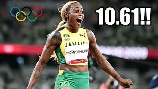 Elaine Thompson BREAKS HISTORIC 100 METER RECORD Of Florence Griffith Joyner [upl. by Nowyt]