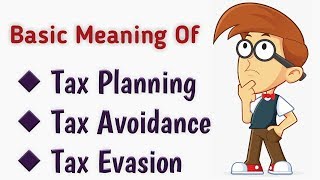 TAX PLANNING  TAX AVOIDANCE  TAX EVASION [upl. by Bedwell]