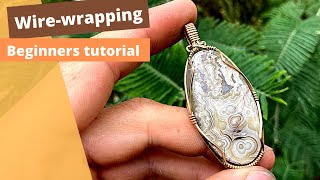 Simple wire wrapped pendant tutorial beginners [upl. by Ilellan]