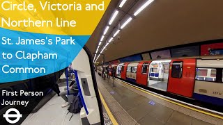 London Underground First Person Journey  St Jamess Park to Clapham Common via Victoria amp Stockwell [upl. by Nahc]