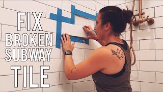 Replacing BrokenCracked Subway Tile in Shower  DIY Repair [upl. by Emerald]