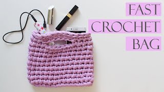 Crochet bag using Tshirt yarn Fast crocheted accessories [upl. by Shea]