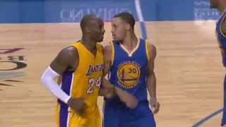 Kobe Gives Curry Respect After Draining Long Three [upl. by Anelec]