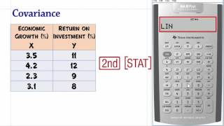 Covariance using the BA II PLUS Calculator [upl. by Toddie]