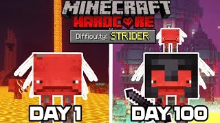 I Survived 100 DAYS as a STRIDER in HARDCORE MINECRAFT Heres what happened [upl. by Daryl]