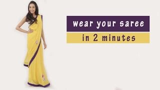 How To Wear A Saree In 2 Minutes Trick [upl. by Raynata]