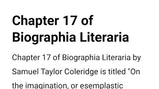 Chapter 17 of Biographia Literaria  Literary Criticisam [upl. by Enenaej]