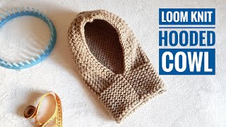 How to Loom Knit a Hooded Cowl DIY Tutorial [upl. by Anelad]