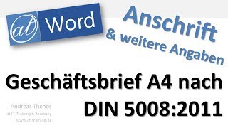 DIN 5008 Anschrift und Informationsblock platzieren  Word Geschäftsbrief [upl. by Ralph]