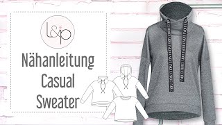 Nähanleitung Casual Sweater  ein lässiges Sweatshirt mit Wickelkragen nähen [upl. by Ecahc479]