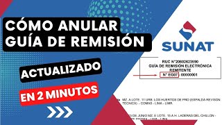 COMO ANULAR GUIA DE REMISION [upl. by Aslehc]