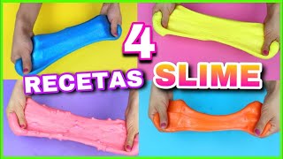 4 RECETAS PARA HACER SLIME  SLIME FÁCIL Y SIN BÓRAX  NatyGloss [upl. by Negeam]