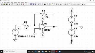 Inverting amplifier simulation using OP07 in LTspice [upl. by Razal]