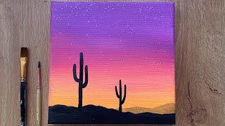 Sunset Acrylic Painting Easy for Beginners  Easy Acrylic Sunset Painting Demonstration [upl. by Deys]