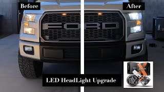 2016 Ford F150 LED HeadLight Bulb Conversion Before amp After [upl. by Hanas790]