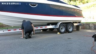 Repositioning a 25 Boat on its trailer while in the driveway [upl. by Aisela]