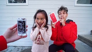 Destroying Our Little Sisters Phone Then Giving Her A iPhone 11 [upl. by Noet751]