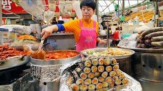 KOREAN STREET FOOD  Gwangjang Market Street Food Tour in Seoul South Korea  BEST Spicy Korean Food [upl. by Lajes]