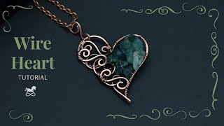 Wire Wrapped HEART Pendant  TUTORIAL DIY Jewelry [upl. by Damian]