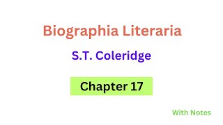 Biographia Literaria  S T Coleridge  Chapter 17 in UrduHindi [upl. by Euqor]