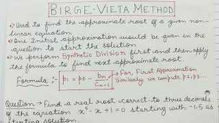 quotBIRGEVIETAquot METHOD EXPLAINED  SIMPLIFIED amp EASY  NUMERICAL METHODS BCA MCA BTech BSc  HINDI [upl. by Pruter]