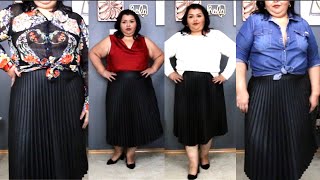 Pleated Midi Skirt 4 Ways  Plus Size Petite Style [upl. by Jarlathus]