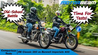 Royal Enfield Classic 350 vs Benelli Imperiale 400  Which One Can Pull A Car Faster  MotorBeam [upl. by Franckot]