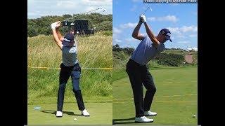 Justin Thomas golf swing  Long Iron faceon amp downtheline July 2017 [upl. by Htebesile]