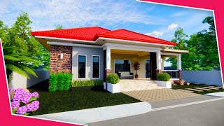 SIMPLE BUNGALOW HOUSE DESIGN WITH 3 BEDROOMS  13M X 14M [upl. by Ruomyes]