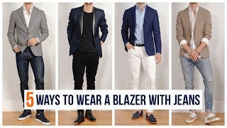 How to Wear A Blazer With Jeans  Casual Men’s Fashion  Spring Outfit Inspiration [upl. by Jaynell]