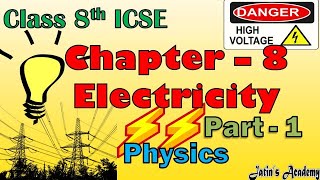 Chapter 8 Electricity part 1 class 8th icse in hindi Current electricity physics jatinacademy [upl. by Columbine]