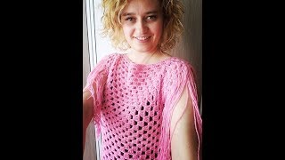 👚 Bluzka na szydełku z kwadratu babuni krok po kroku  Blouse crochet  granny square [upl. by Schroth989]