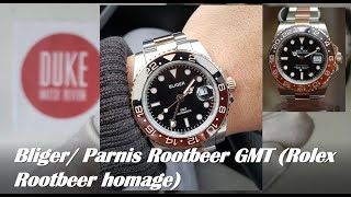 BligerParnis Root beer GMT Rolex Root beer 126711CHNR homage watch  detailed review [upl. by Briney183]